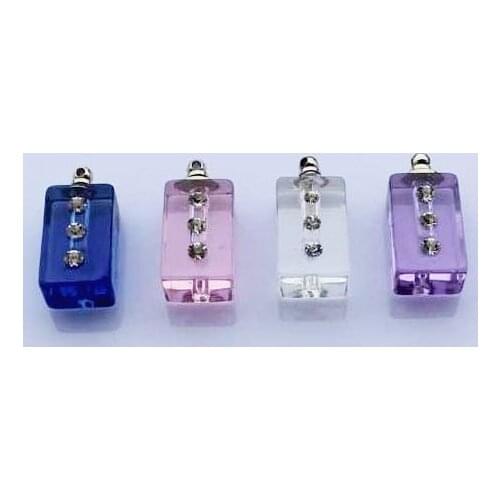 Free shipping!!!100pcs/lot New!mixed color cuboid with zircon Crystal Perfume Vial Pendants