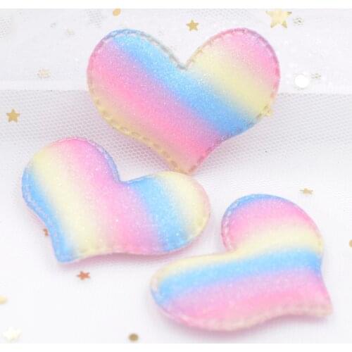 Glitter Iridescence Heart Applique Padded Patches for DIY Baby Happy Birthday Party Magical Dessert Gifts Headwear Decor S38