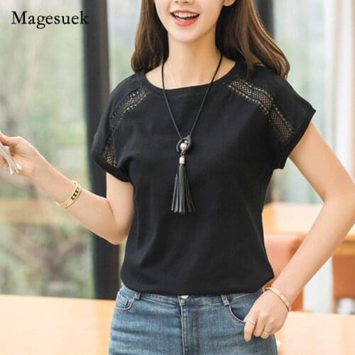 2021 Fashion Plus Size 5XL women shirt blouse summer short sleeve Women Tops Hollow Out O-Neck Womens Clothing blusas D670 30