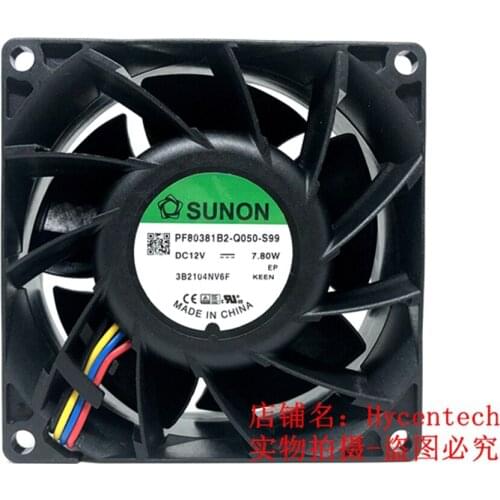 For sunon PF80381B2-Q050-S99 8038 12V 7.80W 4WIRE cooling fan 80*80*38MM