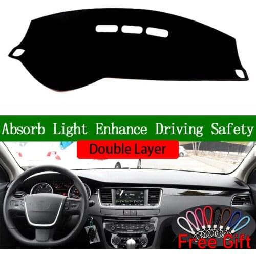 Double Layer Car Stickers For Peugeot 508 2011 2012 2013 2014-2016 Dashboard Cover Car Accessories Interior Anti-UV Car Decals