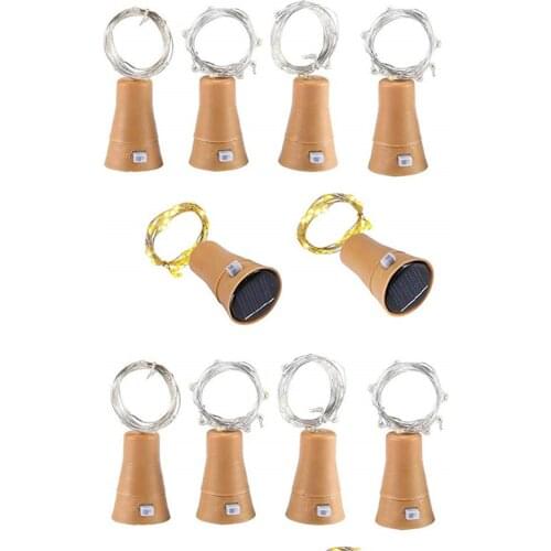 10pcs Solar Wine Bottle Lights with Cork 2m 20leds Copper Wire Colorful Fairy String Lights for DIY Partry Decor 1M 10leds 6pcs