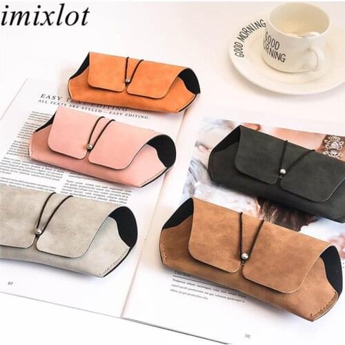 Imixlot Originality Simple Portable Soft Bag Storage Box Female Fashion Frosted Leather Glasses Bag Eyeglass Packaging Box