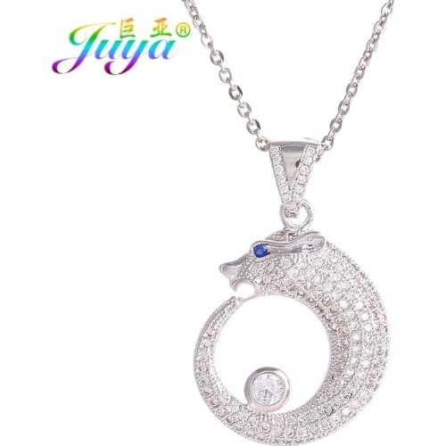 Juya Handmade Micro Pave Zircon Dragon Tiger Animal Leopard Necklace For Women Men Punk Jewelry Supplies