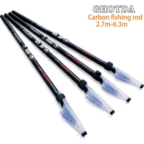 GHOTDA Carbon Rock Fishing Rod 2.7m 3.6m 4.5m 5.4m 6.3m Carp Telescopic Sea Fishing Rod Telescopic Spinning Rod Ultralight Hard