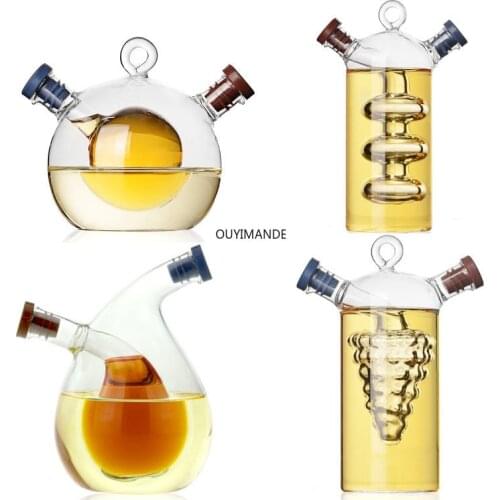 Creative Double Layer High Temperature Glass Spice Jar Oil Vinegar Bottle Sealed Seasoning Pot Kitchen Condiment Wine Bottles