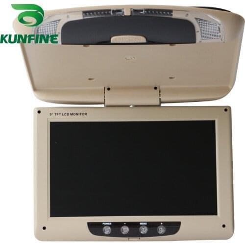 KUNFINE 9 Inch Car Roof Monitor LCD Flip Down Screen Overhead Multimedia Video Ceiling Roof mount Display