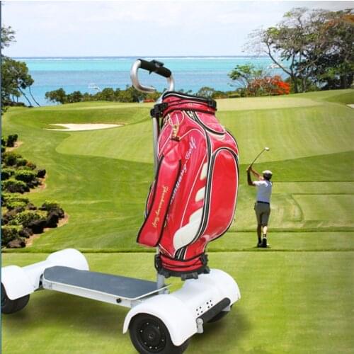 Easy Folded Four Wheels Electric Push Golf Buggy 4 Wheel Golf Cart Scooter 10 Inch 1000w Fat tire Golf Carts For Golf Trolley