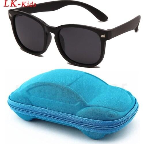 LongKeeper Kids Polarized Sunglasses Girls Square TR90 Silicone Children Eyewear With Case Boys Gafas De Sol Gift UV400