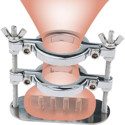 Metal Spike Penis Ring Scrotum Squeezer Hinge Clamp Ball Crusher Stretcher Lock Male Chastity BDSM Cock Ring Sex Toys For Men