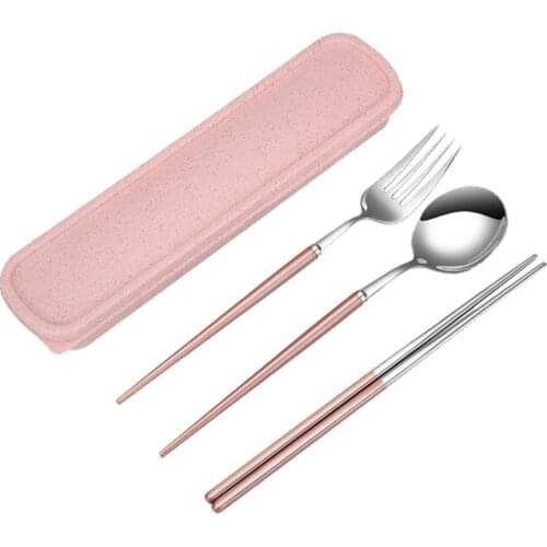 Nano Materials Handle Outdoor Portable Stainless Steel Dinnerware Set Tableware Set Cutlery Fork Spoon Chopsticks Suit With Box
