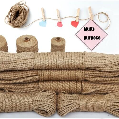 Natural Vintage Jute Rope Cord String Twine Burlap Ribbon Sewing Gift Wrapping DIY Craft Home Woven Decor 5/10/50/100Meters