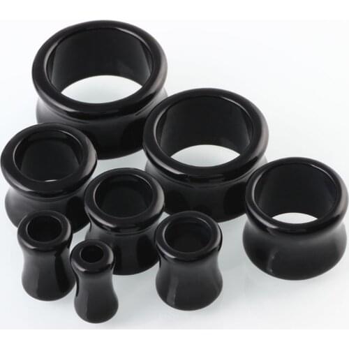 One Pair New Fashion Black Cartilage Ear Piercing Tunnels Gold Black Acrylic Expanders Strechers Earring Plugs Body Jewelry