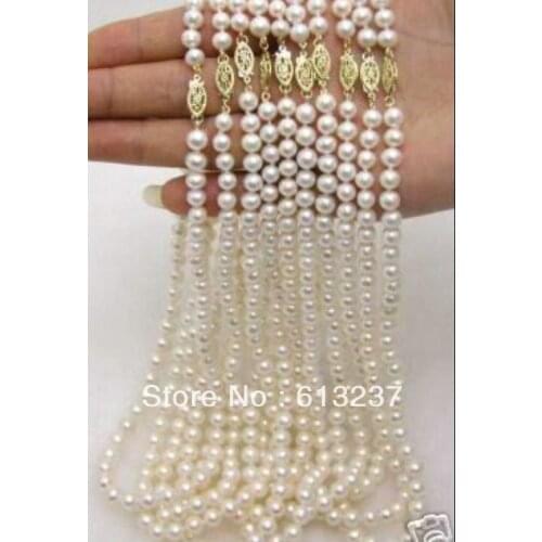 New 2018 Fashion Style diy wholesale 5Strands 7-8MM Akoya Cultured Pearl Necklace 17.5" beads jewelry making YE2067