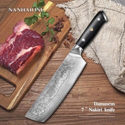 NANHAIONE 7" Cleaver Knife Japanese VG10 Steel Blade Kitchen Knives Razor Sharp Cutting G10 Handle For Chef Cooking Tools