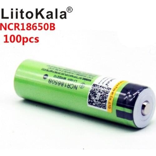 Wholesale 100pcs liitokala 100% New Original NCR18650B 3.7 v 3400 mah 18650 Lithium Rechargeable Battery Flashlight batteries