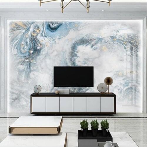 Custom wallpaper 3d modern light luxury microcrystalline tile blue gilt marble TV background wall living room bedroom mural обои