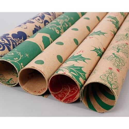 5pc Christmas Wrapping Paper Roll Kraft Gift Wrapping Paper Kraft Paper Gift Bag