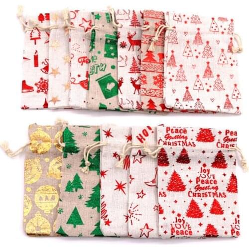 Christmas Burlap Bags with Drawstring Gift Wrap Favor Jewelry Candy Pouch Sack Birthday Holiday Goody Party DIY Craft 200pcs