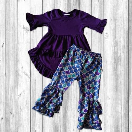 RTS wholesale Lovely Toddler Girls Clothing Sets Toddler Long Sleeve and Bell Bottoms Pants Boutique Outfits