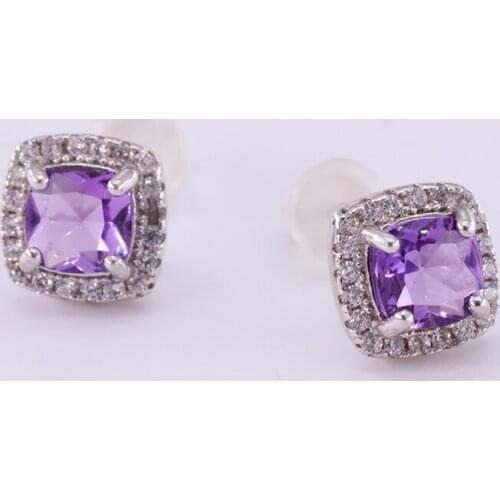 Natural Amethyst 5mm ellipse Stud Earrings Vintage Exquisite and Elegant Jewelry Earrings for Women Fashion Trend 2021 New