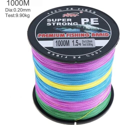 1000m Super Strong Multicolor Fishing Line 4 Strands Weaves PE Braided Fishing Rope Multifilament