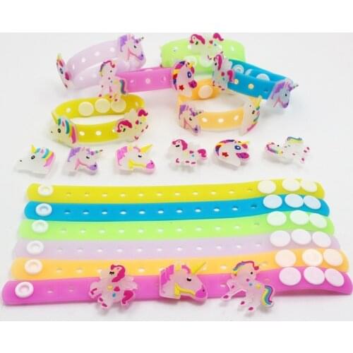 Luminous Colorful Unicorn Animal Beads Noctilucan Wristband Adjustable Girl Boys Bracelet Kids Bangles Birthday Party Gift Favor
