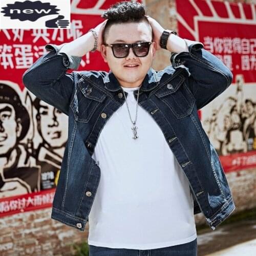 Korean Spring Autumn Mens Loose Fit Denim Jackets Casual Fashion Long Sleeve Single Breasted Turn Down Plus Size 8XL Streetwear