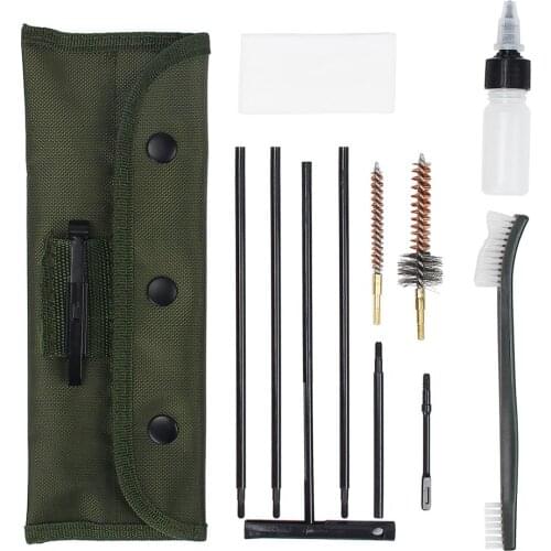 10PCS/Set Portable Rrifle Cleaning Set for 5.56 mm .223 .22 Cal with Carrying Case for Hunting Shooting Tactical Rifle Gun Brush