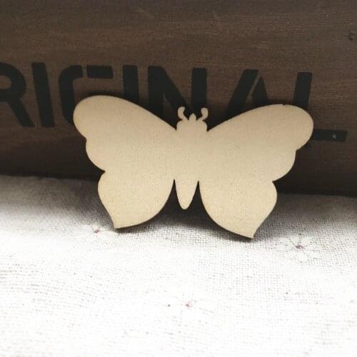 100pcs 60x34mm Wood Butterfly Shape DIY Crafts Chips Toppers Embellishments For Cardmaking Scrapbook Tags Deco