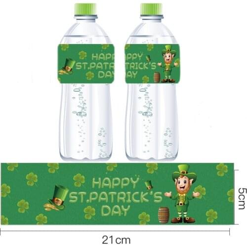 Omilut 12pcs St. Patrick’s Day Mineral Water Bottle Lable Lucky Irish Shamrock Labels Stickers Happy St Patricks Day Decoration