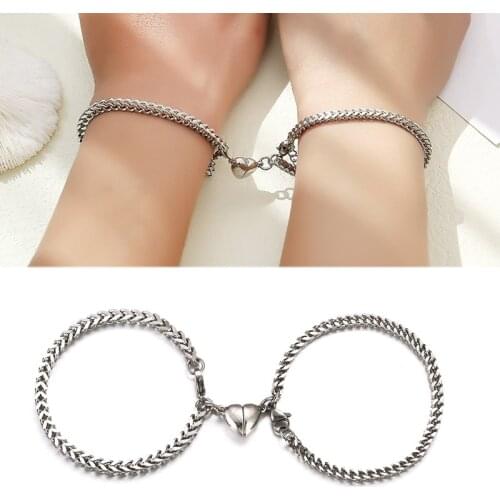 2PCS/SET Couple Bracelet Heart Magnetic Attraction Creative Bracelet Men Friendship Rope Men and Women Jewelry Gift Bracelet