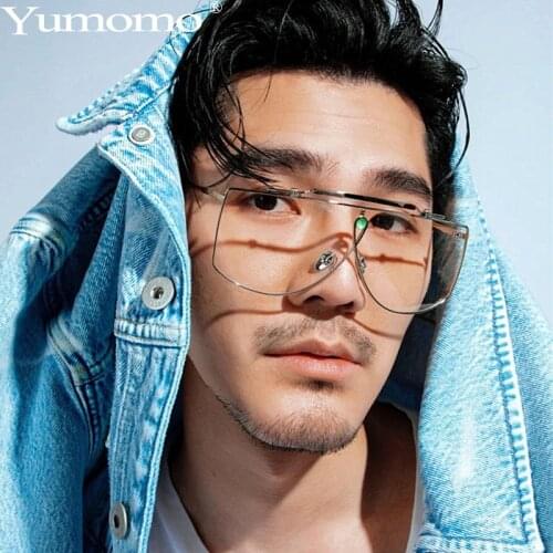 2020 Fashion One-piece Oversized Sunglasses Women Retro Vintage Sun glasses Luxury Brand Design Clear Rimless Eyewear oculos