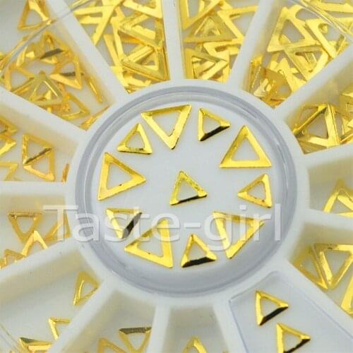 3D Gold Metal Nail triangle Rhinestones Wheel Alloy Studs For Nail Art Tips Decoration Styling Tools Accessories