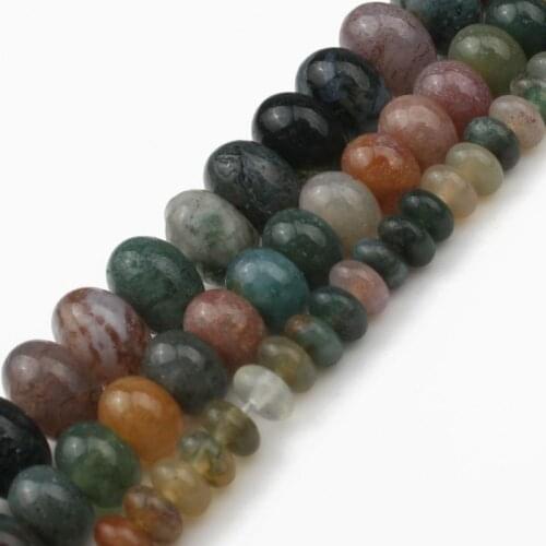 4 6 8 mm Natural Indian Agate Rondelle Stone Beads Round Spacer Beads For Jewelry Making DIY Bracelet Necklace 15 inch Wholesale