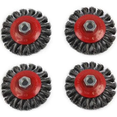 4PC 4 Inch Twisted Wire Wheel Set Bowl-Shaped Disc Twisted Wire Polishing and Derusting Wheel