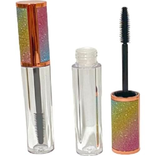 5ml Empty Mascara Tube Round Cosmetic Packaging Container Plastic Transparent Refillable Bottle Rainbow Glitter Lid 30pcs 50pcs