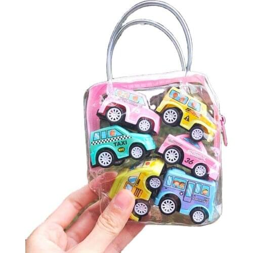 6pcs/bag MINI Pull Back Car Toys Mobile Machinery Shop Construction Vehicle Fire Truck Taxi Model Baby Mini Cars Gift Toys