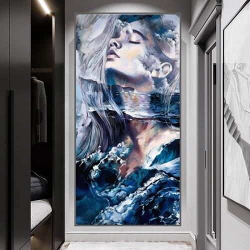 Abstract Flowers Girl Oil Paintings Print on Canvas Art Posters And Prints Modern Nordic Art Pictures For Living Room Cuadros