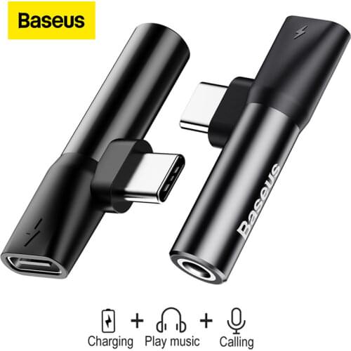 Baseus Type C to 3.5mm Jack Audio Cable Earphone Splitter Adapter for Xiaomi USB C Charger Cable Aux Cable Connector for Huawei