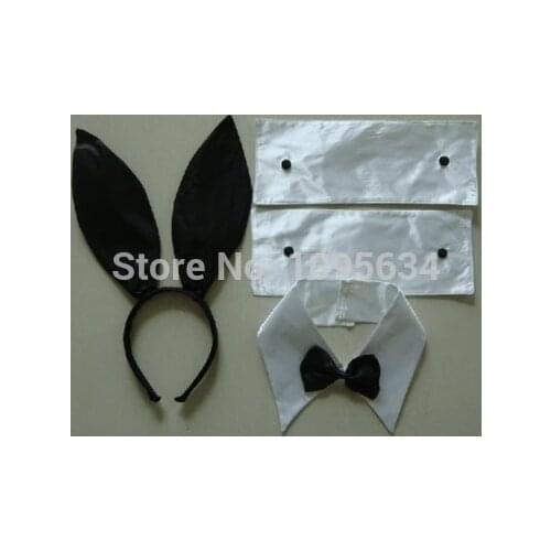 Free pp Bunny Ear Headband Set Black Fancy Dress Costume Hen Party Rabbit