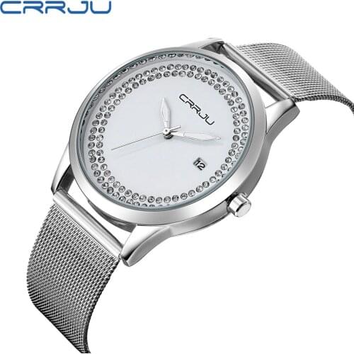 CRRJU Top Brand Luxury Women Watch Fashion Steel Alloy Quartz Watches Ladies Gold Simple Style Casual Wristwatch Elegant Relojes