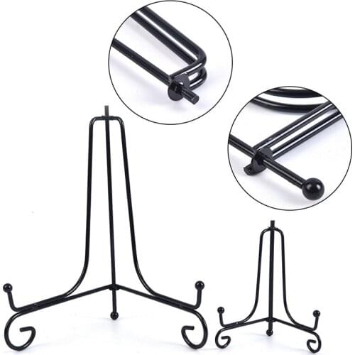 Home Iron Bracket Dish Decorative Tablets Bowl Art Pedestal Picture Frames Easel Plate Cookbooks Rack Display Stand Photo Holder