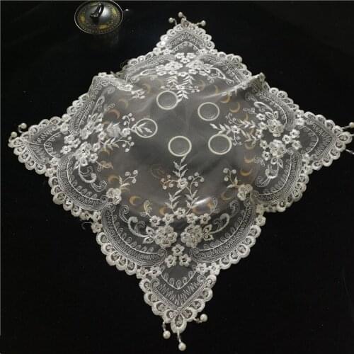 European Seiko Bead Pendant Lace Square Placemat Tea Set Coffee Cup Round Table Mat Living Room Study Office Wedding Decoration
