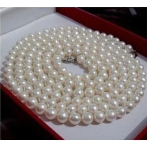 HOT SELL - Hot sale new Style >>>>>perfect Akoya Freshwater Baroque style white 7-8mm pearl necklace 34" long -Top quality free