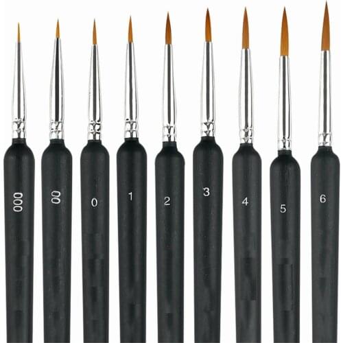 9pc/Set Paint Brushes Miniature Hook Line Pen For Detail Art Painting Brush Art Nail Drawing Art Supplies Weasel Hair Brush Pen