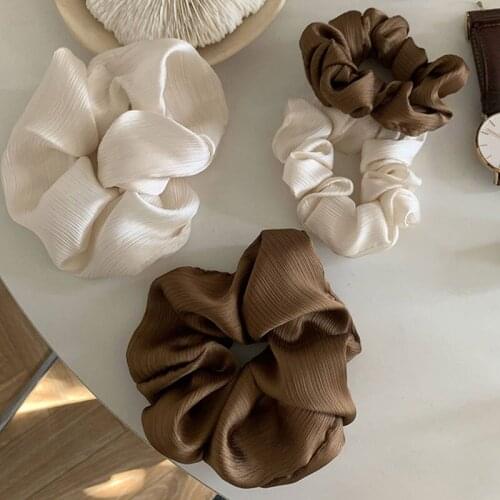 Coffee White Scrunchies Big Rubber Band Hair Ties Elastic Hair Bands Girs Ponytail Holder Satin Scrunchie Women Hair Accessories