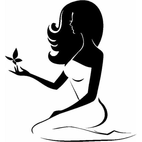 Beauty Woman Butterfly Car Applique Car Window Decoration Personality Pvc Waterproof Applique Black/white, 13cm*14cm