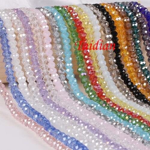 Taidian 4mm 6mm 8mm Rondelle Crystal Beads Faceted Beads Loose Spacer Beads For DIY Bracelet Jewelry Article10 Wholesale Price