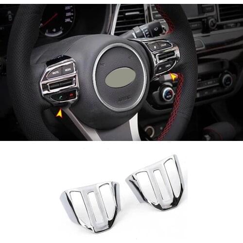 For Kia Rio 5 portes 2020 2021 Accessories ABS Chrome Car Steering Wheel Switch Cover Interior Frame Button Auto Styling 2PCS